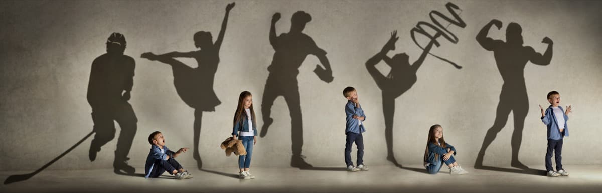 Silhouettes of people in motion